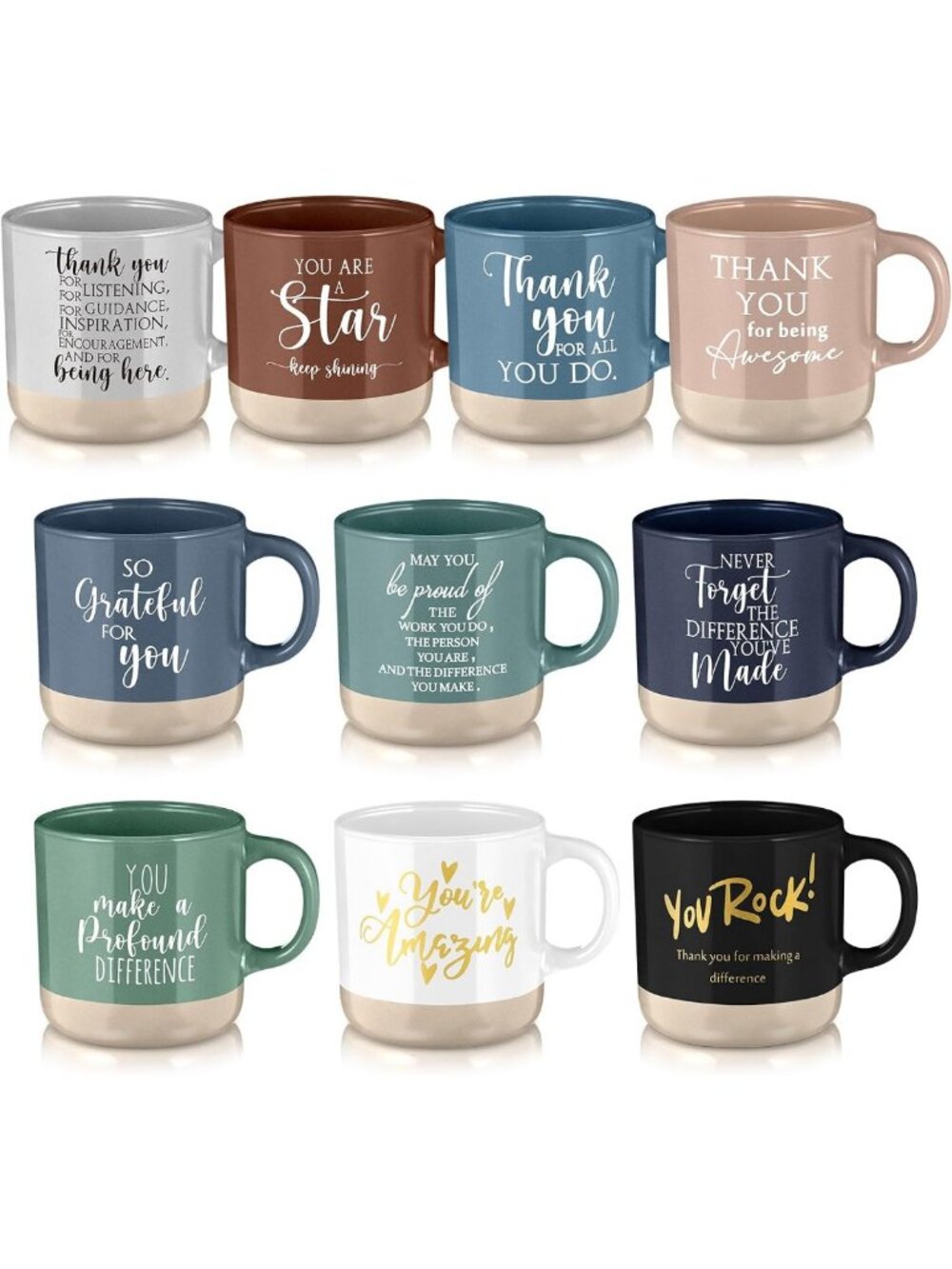 10 Pcs Thank You Mugs - Employee Appreciation Gifts, Bulk Set for Team